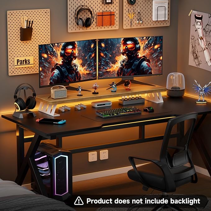 NestNeat Dual Monitor Stand Riser, 39 Inch Large Wood Monitor Stands - Image 4