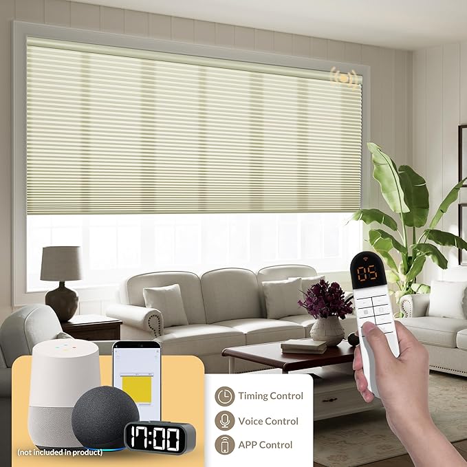 Boolegon No Drill Motorized Cellular Blinds - Image 2