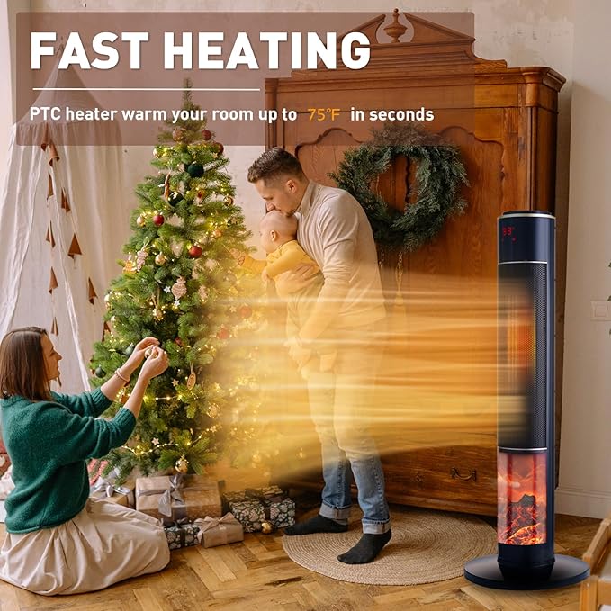 Portable Electric Space Heater for Large Room 37" Ceramic Tower Heater - Image 2