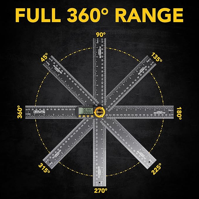 LEXIVON Aluminum Digital Angle Finder Gauge, 7-inch/180mm Multi-Purpose - Image 3