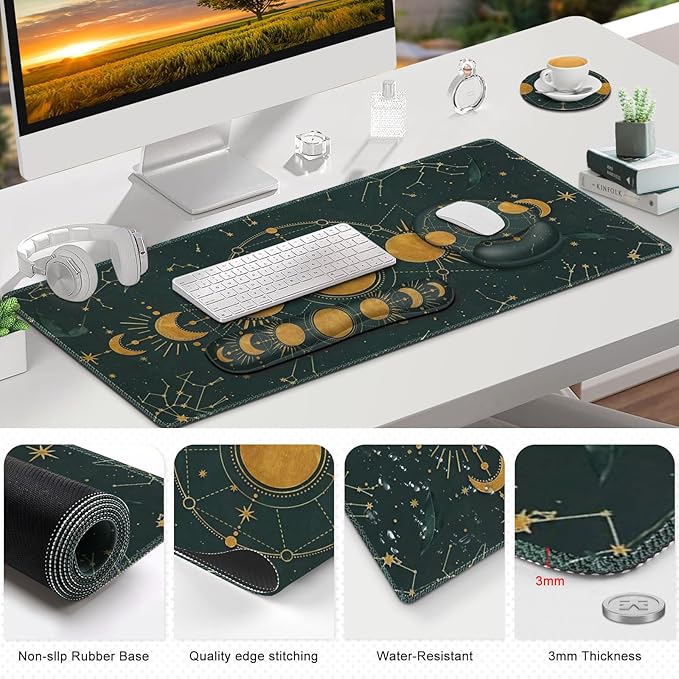 Large Desk Mat, Gaming Mouse Pad, Desk Pad Protector, XXL Mousepad + Keyboard - Image 8