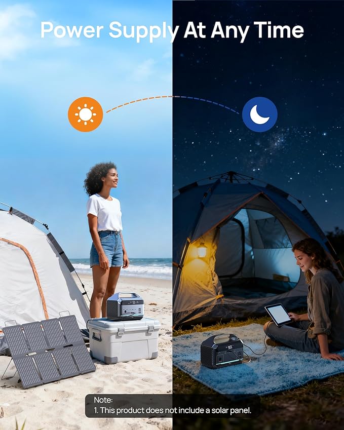 Portable Power Station 600W, 288Wh Solar Generator LiFePO4 Battery - Image 7