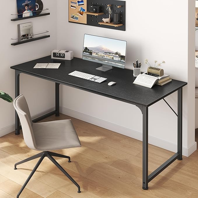 Huuger Computer Desk, 55 Inch Home Office Desk, Gaming Writing Work from Home - Image 5