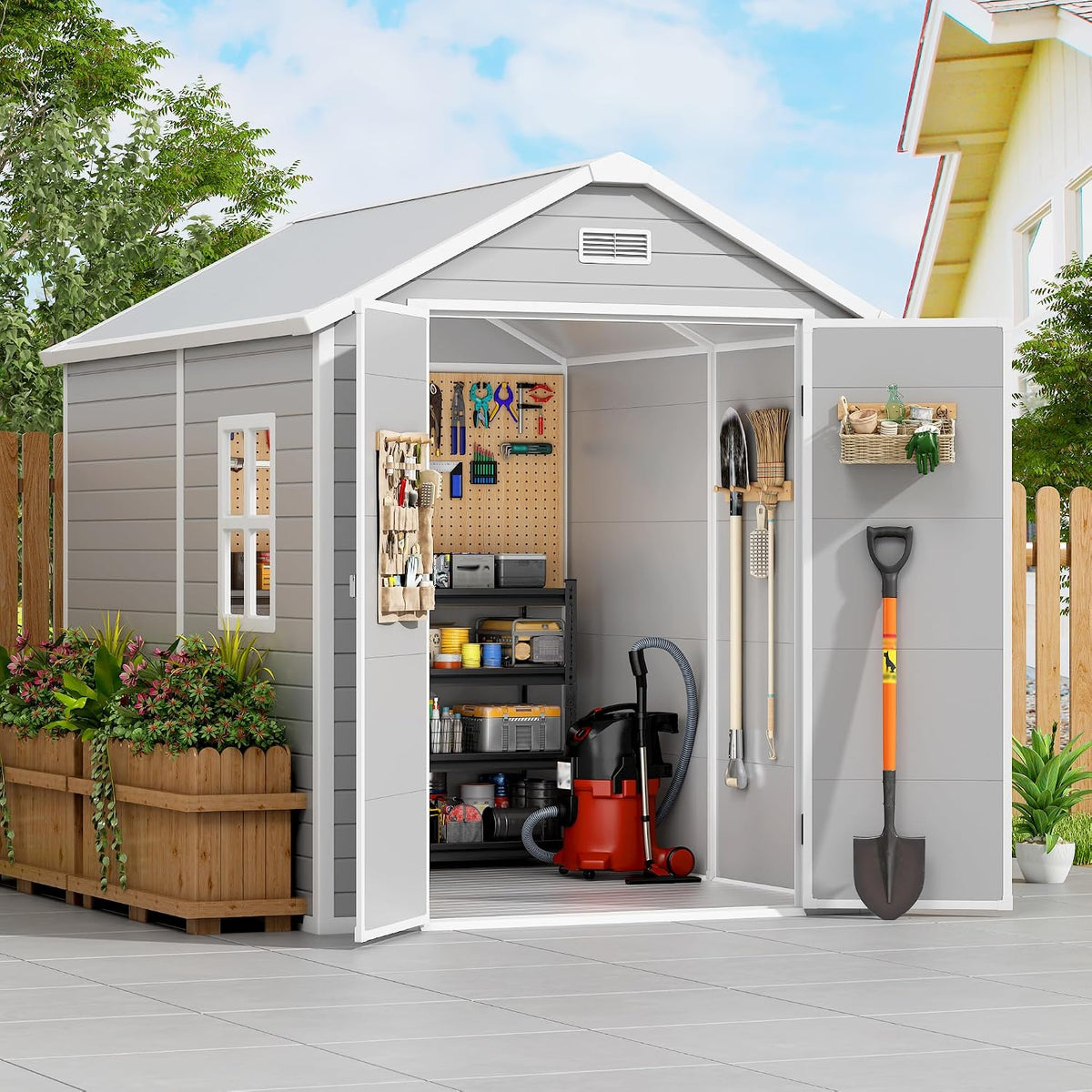 pipleo 6x8 ft resin outdoor storage shed with, main product view