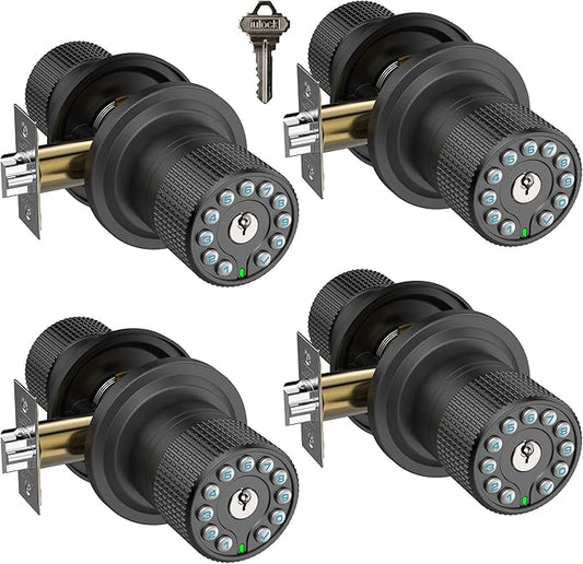 iulock Smart Door Knob with Keypad and Key, Keyless Entry Door Lock with Rubber by iulock