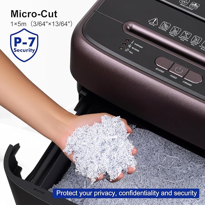 P-7 High Security Paper Shredder, 8-Sheet Micro Cut, 60-min Runtime, 9.2 - Image 2