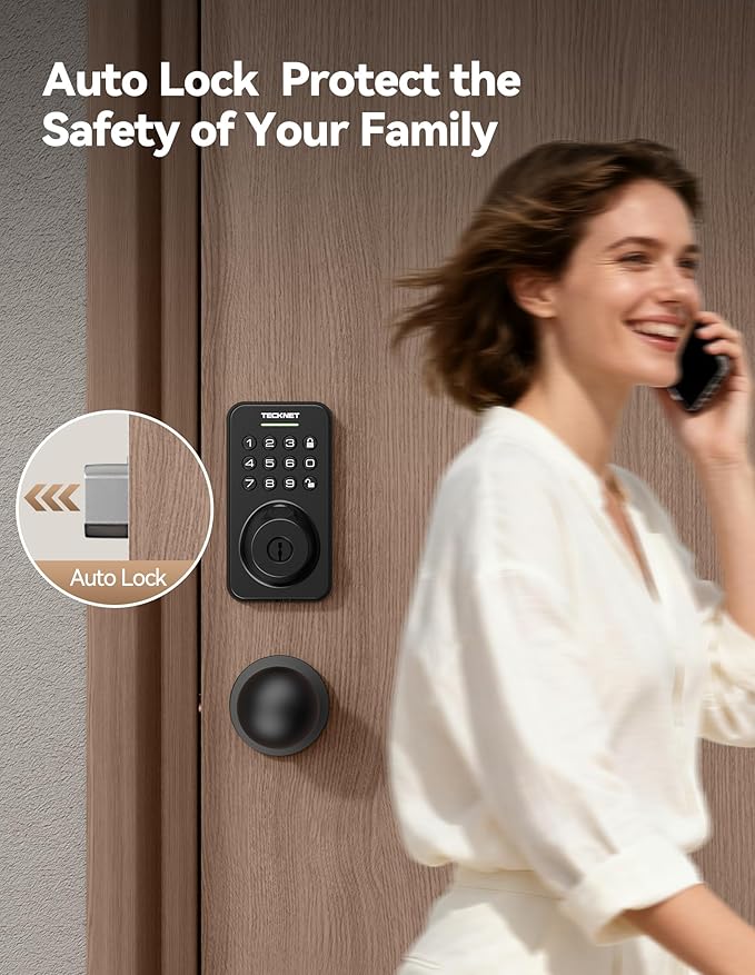 Keyless Entry Door Lock with Handle, Fingerprint Keypad Deadbolt with Handle Set - Image 4