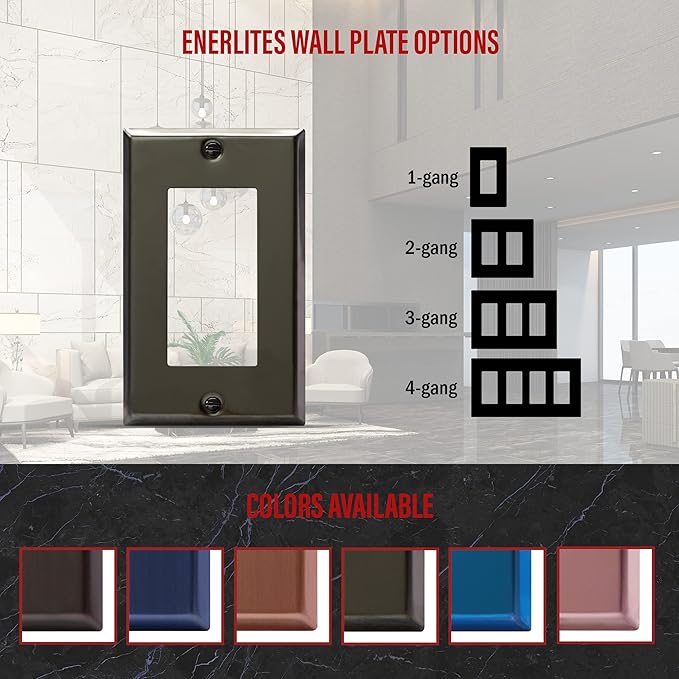 ENERLITES Decorator Switch Metal Wall Plate, Stainless Steel Outlet Cover - Image 4