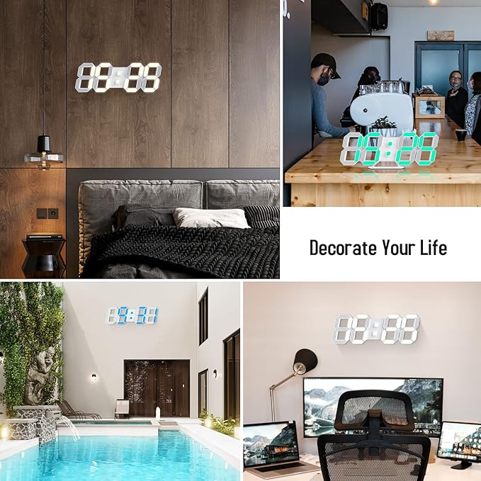 EDUP HOME 3D LED Neon Digital Desk Wall Alarm Clock RGB Night Light 7 Colors - Image 2