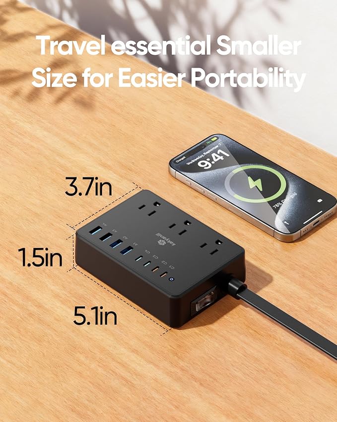 Kakyanill 100W Power Strip, 6 AC Outlets 8 USB Ports - Image 7