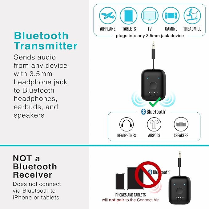 MEE Audio Connect Air in-Flight Bluetooth Wireless Audio Transmitter Adapter - Image 5