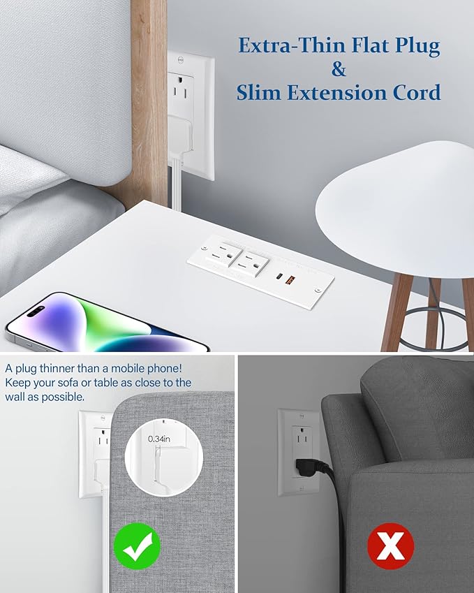 Recessed Power Strip USB C PD 30W Fast Charging, Flush Mount Desk Recessed - Image 3