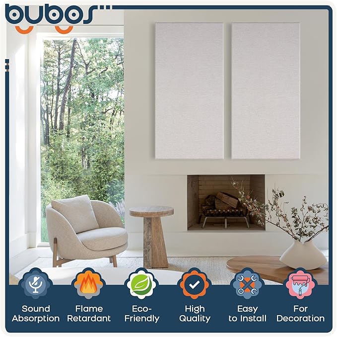 BUBOS 2 PCS Fabric Acoustic Panels, 47.2''x23.8'' Decorative Sound Dampening - Image 3