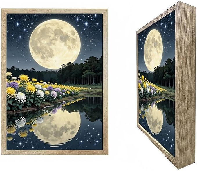 URVIP LED Glowing Photo Frame, 3D Starry-Sky Blue Moon Wall Art, 9x12 Inches by URVIP