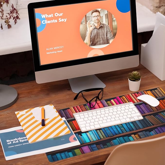 Eflxamz Large Gaming Mouse Pad for Desk, Bookshelves Full of Books Desk Mat - Image 5