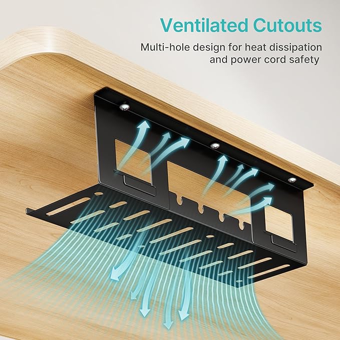 PEGZONE Under Desk Cable Management Tray, 15.7 Inches Metal Cord Organizer Rack - Image 6