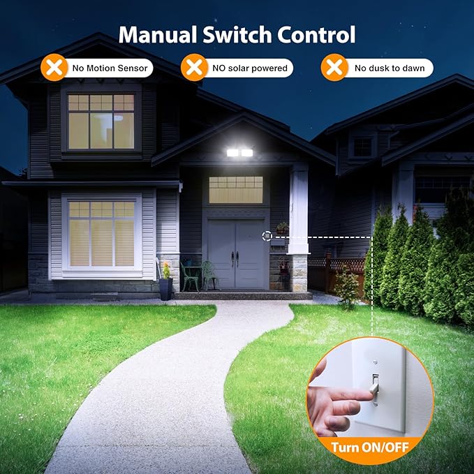 Onforu 3200LM Flood Lights Outdoor, 32W 6500K LED Security Light Manual Switch - Image 4