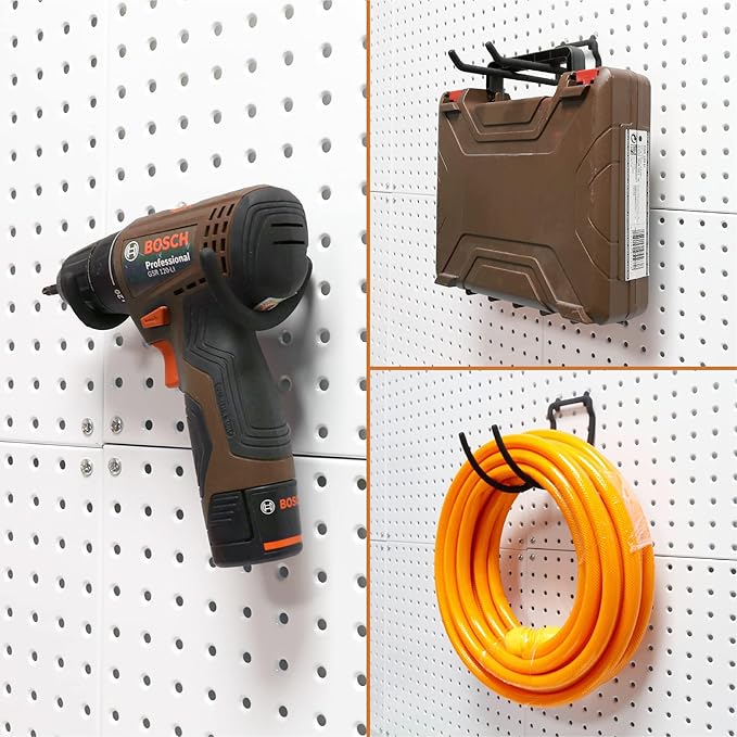 HUHOLE Pegboard Drill Holder, Peg Board Utility Hooks, 8 Pack Heavy Duty Peg - Image 7
