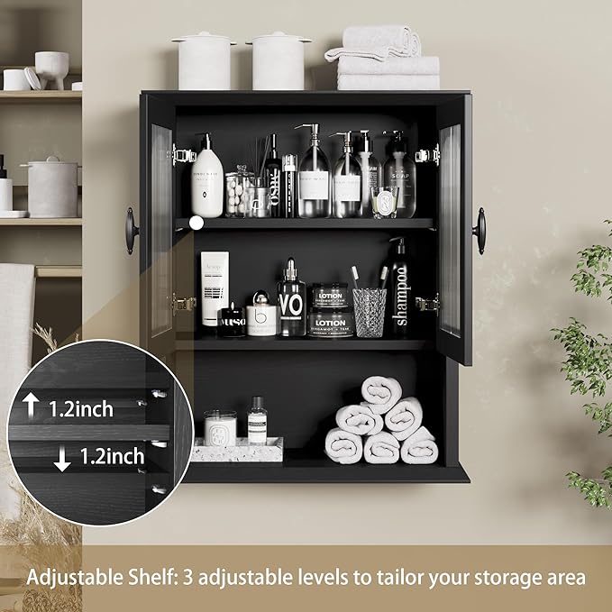CJL Bathroom Wall Cabinet with Fluted Door, 18.9'' x 23.6'' Medicine Cabinet - Image 5