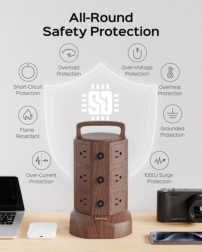 JACKYLED Power Strip Tower Surge Protector - Image 6