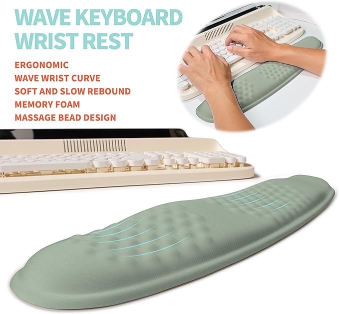 KUOSGM 2-in-1 Ergonomic Set, Wave Rise Keyboard Wrist Rest and Massage Bulge - Image 2