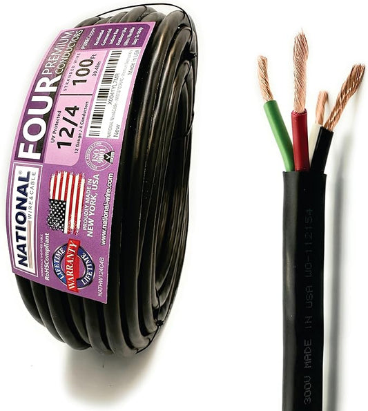 NATIONAL Wire & Cable – 12 AWG 4-Conductor Premium Copper Wire, 100 ft by NATIONALWireCable