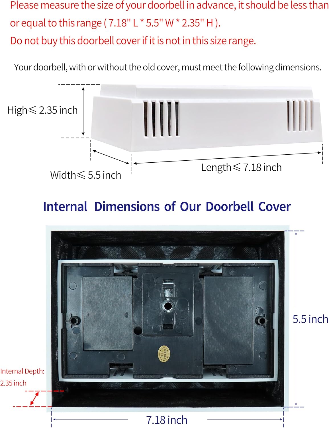 ORYX Doorbell Chime Cover Box Only, White Door Bell Covers for Wall, Wood Piano Paint Design for Decorative, Standard Size 7.63x5.94 | Wood Piano Paint Design for Decorative