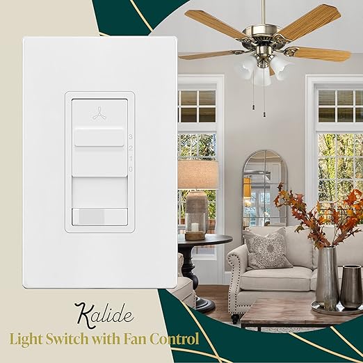 TOPGREENER Kalide Light Switch and 3-Speed Ceiling Fan Control Combo, in Wall - Image 2