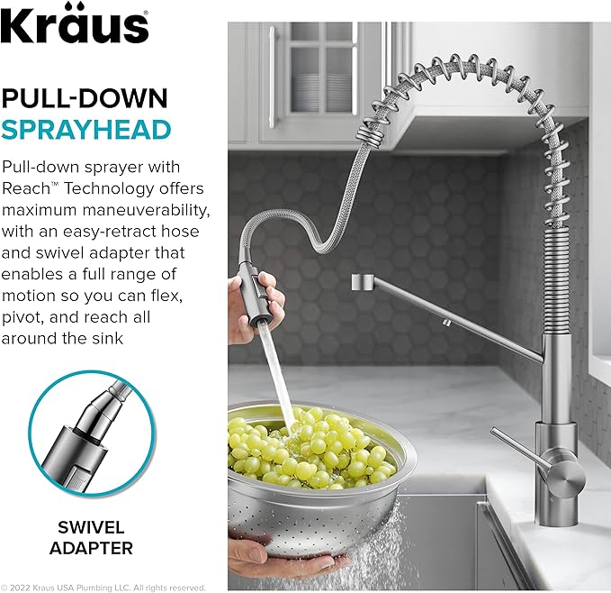 KRAUS Oletto 2-in-1 Commercial Style Pull-Down Single Handle Water Filter - Image 8