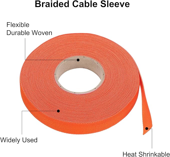 MECCANIXITY Braided Cable Sleeves Heat Shrinkable Fabric Sleeving, 1/2" 60ft - Image 4