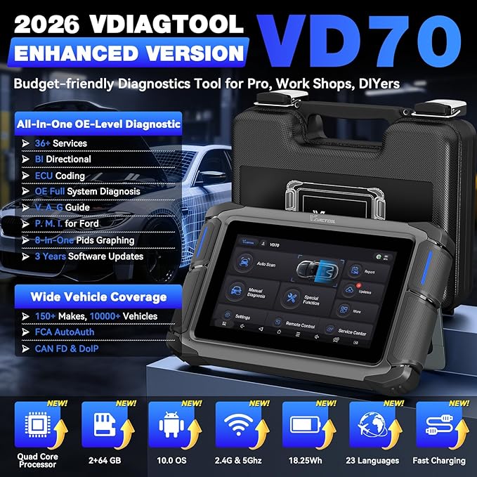 VDIAGTOOL Bidirectional Scan Tool VD70, OBD2 Scanner Diagnostic Tool - Image 2