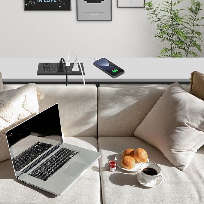 Recessed Power Strip, 30W PD USB-C & USB-A Fast Charging, Drawer Outlet Plug in - Image 6