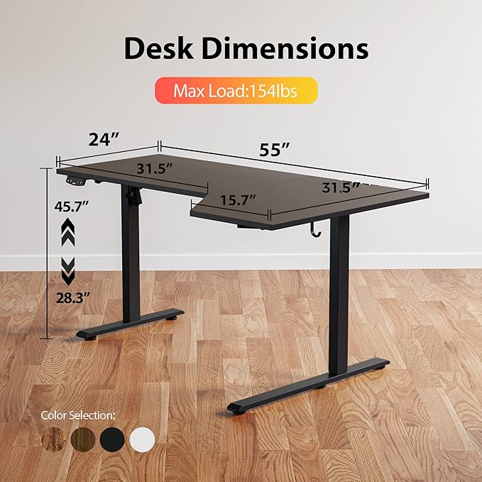 Agilestic Electric Standing Desk, L-Shaped 55 Inches Height Adjustable Desk - Image 3