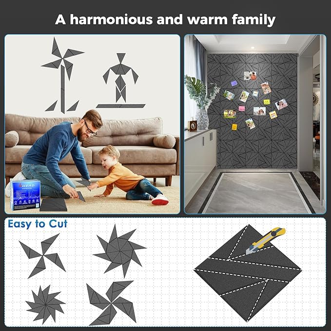 12 Pack Self-Adhesive Soundproof Wall Panels, 1.2lb/ft³ High Density, Thicker - Image 4