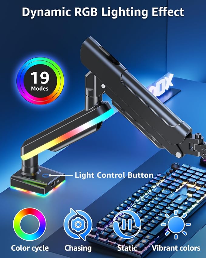 MOUNTUP RGB Single Monitor Arm Fits 32 27 24 22 inch, Holds 4.4-22lbs Screens - Image 3