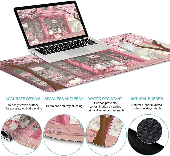 LIMKRIAN Anime Cat Mouse Pad Set, XXL Gaming Mouse Pad - Image 3