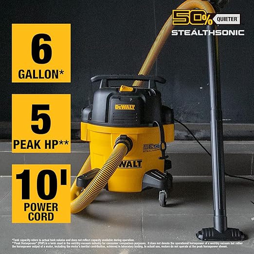 DEWALT 6-Gallon STEALTHSONIC Ultra Quiet Poly Shop Vacuum Wet and Dry - Image 2