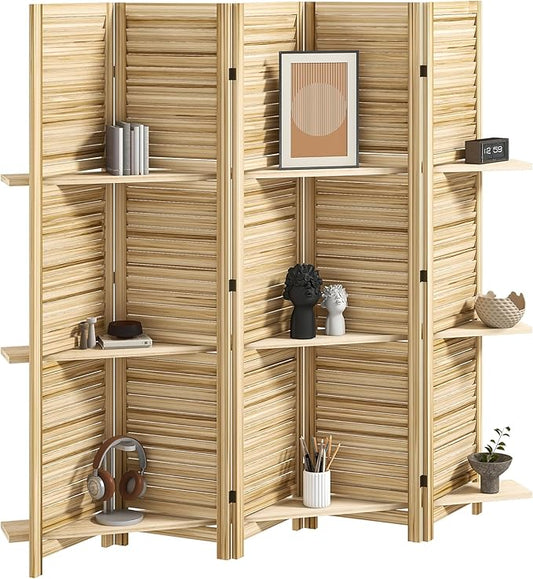 HOMCOM Room Divider, 5 Panel 67" Tall Wood Privacy Screen by HOMCOM