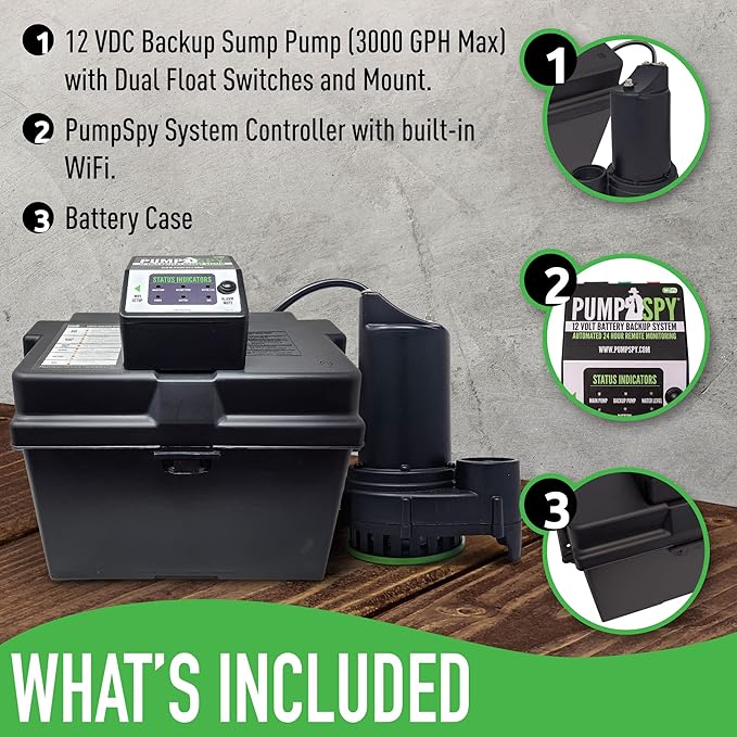 PumpSpy PS2000 WiFi Battery Backup Sump Pump System w/Internet Monitoring & - Image 4