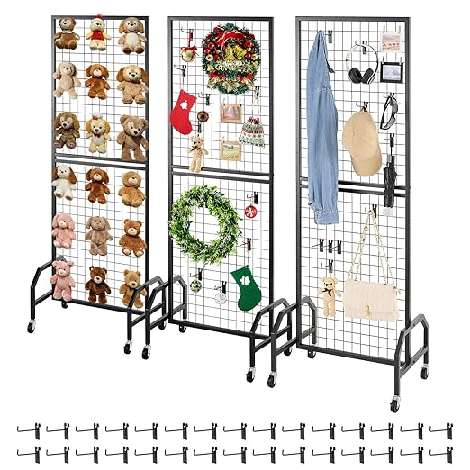 VEVOR 3 Packs Grid Wall Panels, 1.9 x 5.4 ft Wire Grid Panels Display Rack by VEVOR