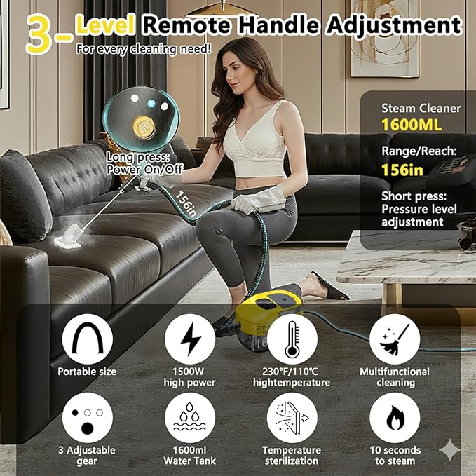 2026 New 3 Level Adjustable Pressurized Handheld Steam Cleaner - Image 2