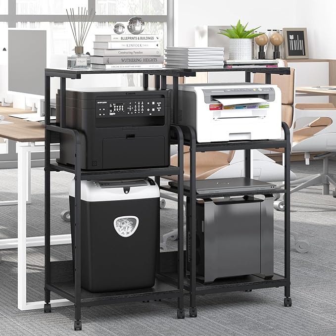 Arbuxzuy 4 Tier Stand with Storage Shelf, Tall Mobile Printer Table - Image 7