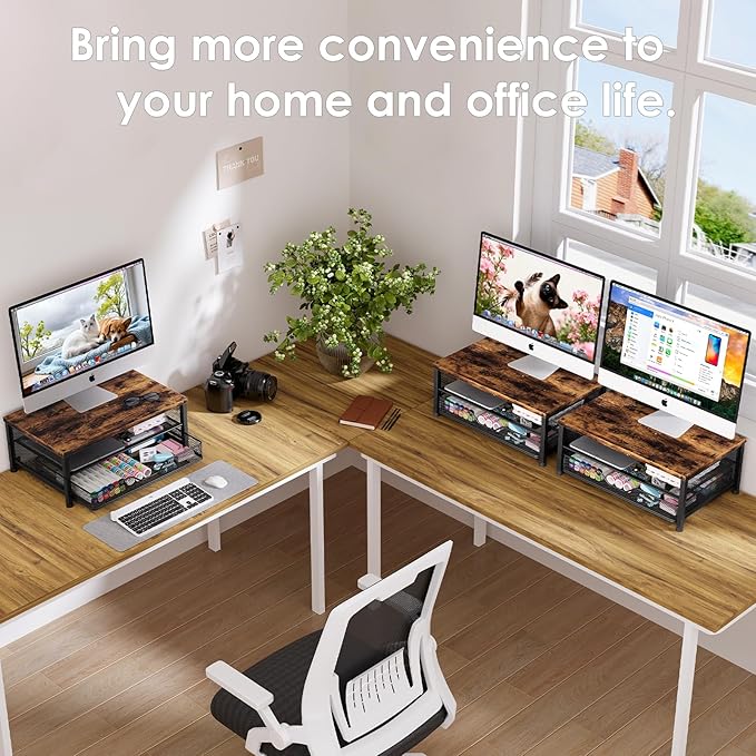 OPNICE Wood Computer Monitor Stand Riser, Desk Organizer - Image 6