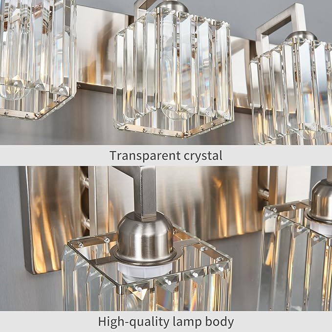 FDPBY Modern Bathroom Vanity Light 6-Lights Brushed Nickel Vanity Light Crystal - Image 6