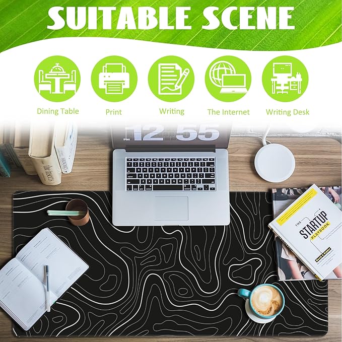 Eflxamz Desk Mat, Topographic Contour Large Gaming Mouse Pad - Image 3