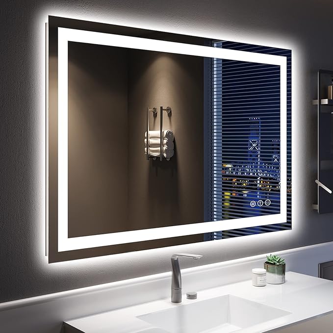 YEELAIT 48x32 Inch LED Bathroom Mirror by YEELAIT