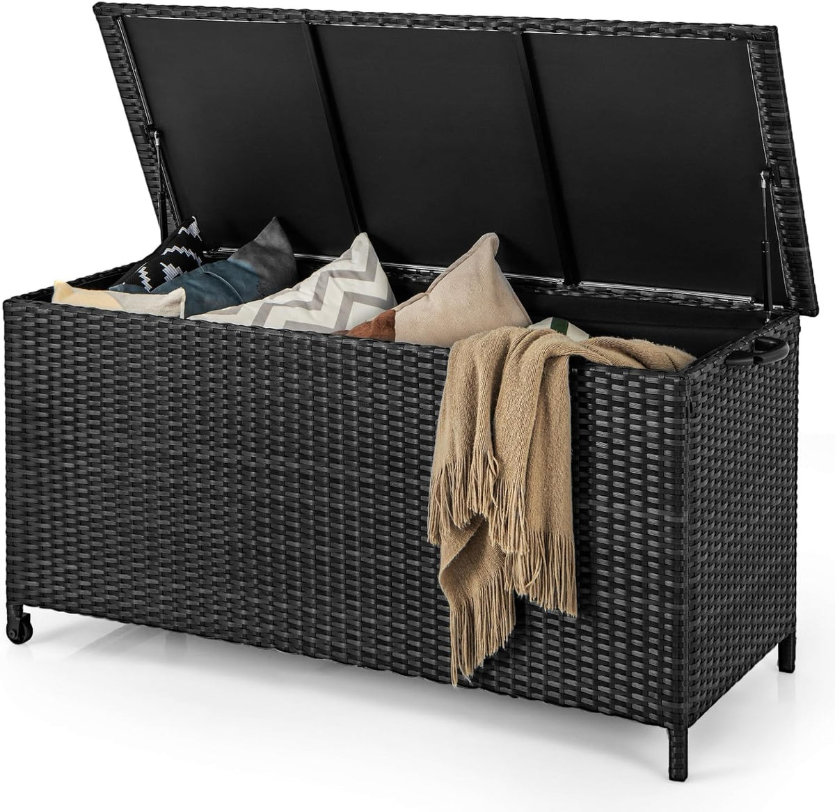 tangkula rattan deck box, 85 gallon storage container, main product view