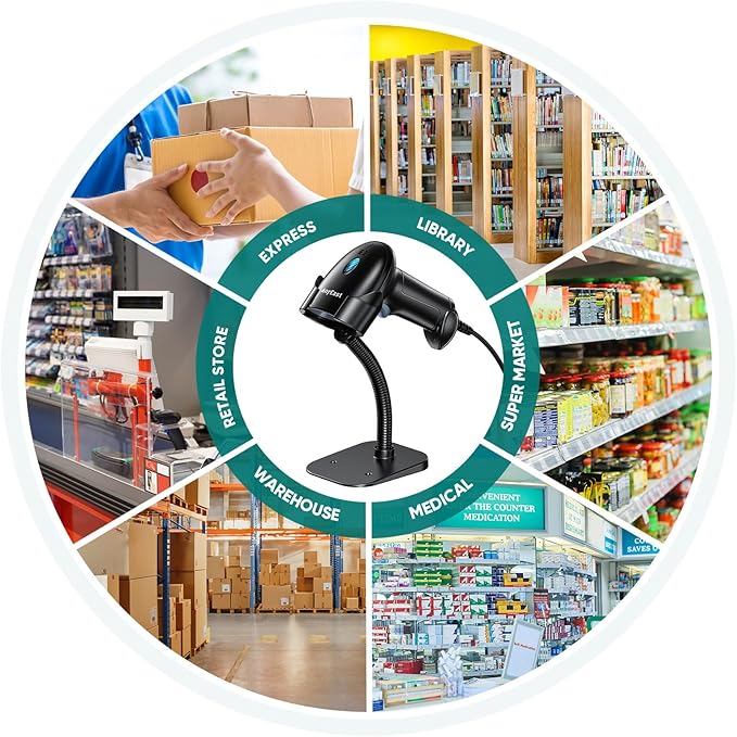 Barcode Scanner with Stand, USB Wired Inventory 2D 1D QR Code Scanner - Image 8