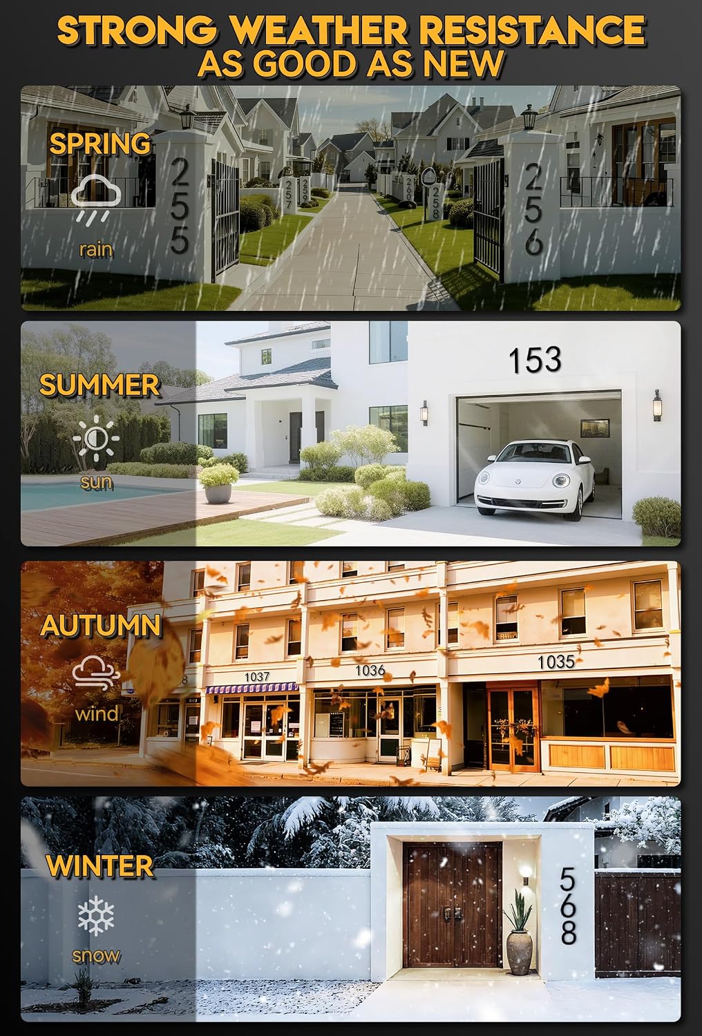 15 Inch House Numbers for Outside, Extra Large Address Numbers for House, Large Modern Floating House Numbers, Big Metal Numbers for House Outdoor, Matte Black Steel 15'' Address Number 0 (0123456789)