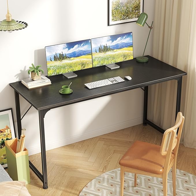 Huuger Computer Desk, 55 Inch Home Office Desk, Gaming Writing Work from Home - Image 2